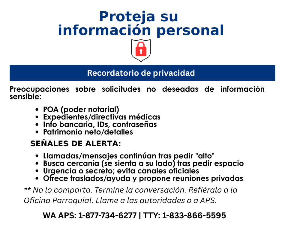 Recordatorio de privacidad y seguridad